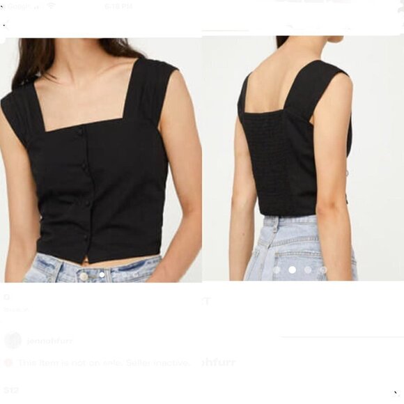 Oak + FORT Smocked Pleated Strap Crop Top Sz XS - Picture 1 of 8